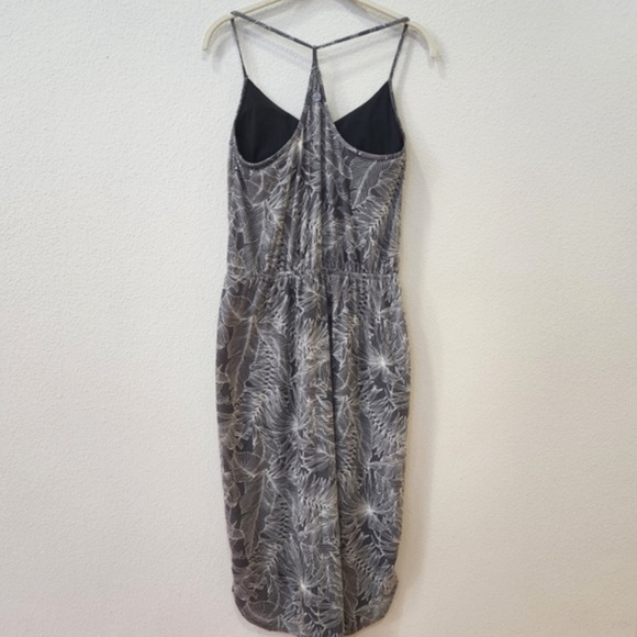 PrAna Ayla Racerback Tank Dress Black Fronds Print Stretch Knit - Picture 2 of 6